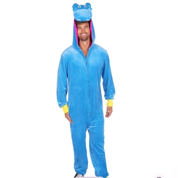 Tipsy Elves Hippo Costume Full Zip Onesie Size Large - Picture 2 of 13